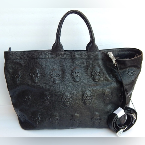 iopelle Handbags - Iopelle designer black embossed skull bag! LARGE